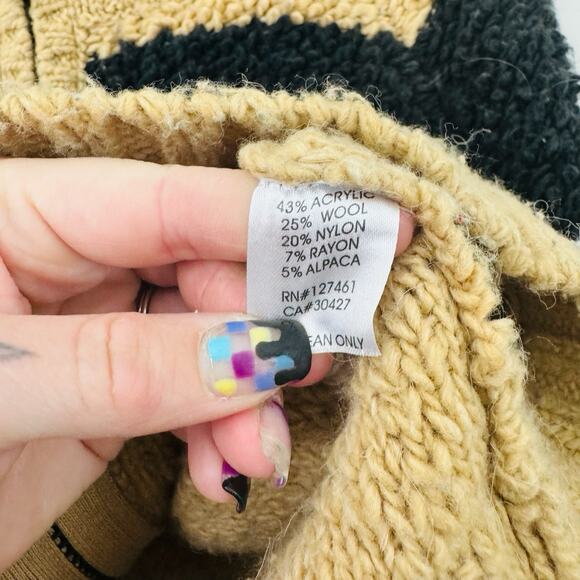 Wild Fox Brown And Black Striped Fuzzy Full Zip Wool Blend Sweater Women’s XS - Picture 3 of 7